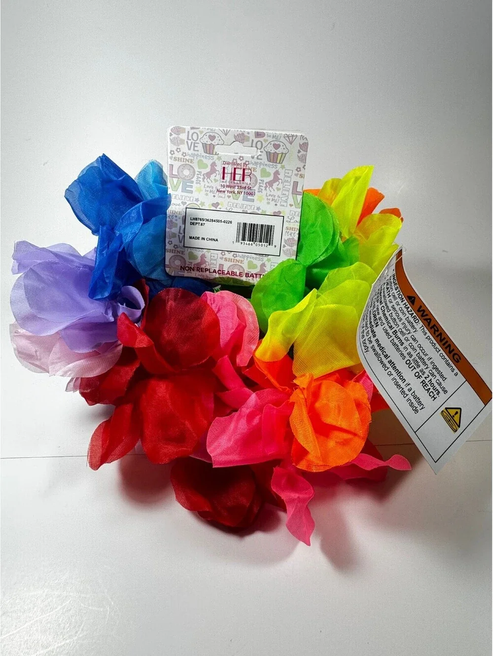 Sunshine Novelty Light Up Lei Rainbow Fabric Flowers with Lights